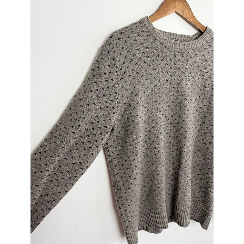 J.Crew 100% Lambswool Sweater Gray Blue Birdseye Crew Neck Men's Large